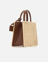 MC2 SAINT BARTH Borsa a mano "Shop Bag Mini Straw Leather" BEIGE Donna 