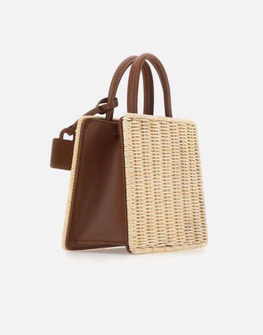MC2 SAINT BARTH Borsa a mano "Shop Bag Mini Straw Leather" BEIGE Donna 