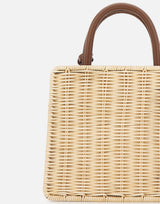 MC2 SAINT BARTH Borsa a mano "Shop Bag Mini Straw Leather" BEIGE Donna 