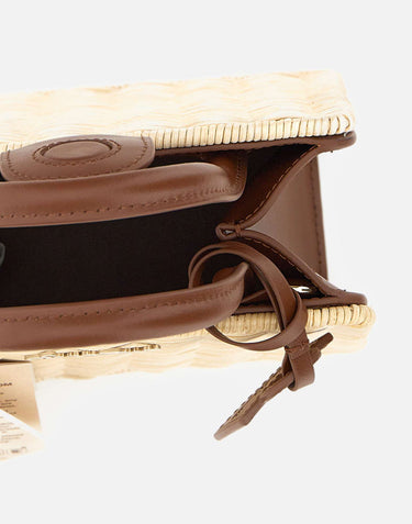 MC2 SAINT BARTH Borsa a mano "Shop Bag Mini Straw Leather" BEIGE Donna 