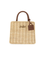 MC2 SAINT BARTH Borsa a mano "Shop Bag Mini Straw Leather" BEIGE Donna 