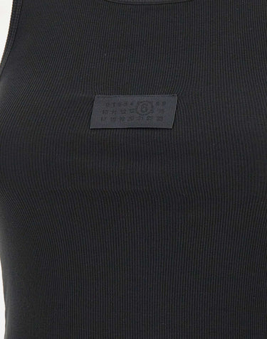 MM6 MAISON MARGIELA Canotta a costine in jersey BLACK Donna 