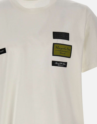 MM6 MAISON MARGIELA T-shirt con patch logo WHITE Uomo 