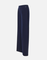 Pantaloni in crêpe a vita alta P16523 NAVY NISSA 