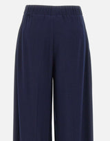Pantaloni in crêpe a vita alta P16523 NAVY NISSA 