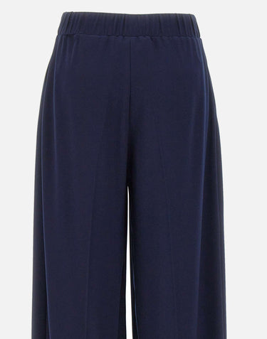Pantaloni in crêpe a vita alta P16523 NAVY NISSA 