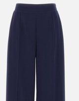Pantaloni in crêpe a vita alta P16523 NAVY NISSA 