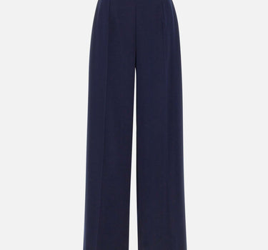 Pantaloni in crêpe a vita alta P16523 NAVY NISSA 