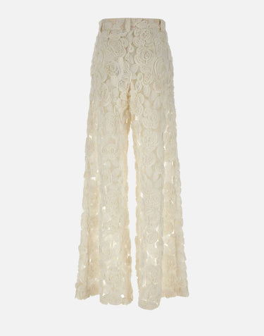 Pantalone "Floral Embroidery" RP16553 CREAM NISSA 