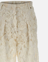 Pantalone "Floral Embroidery" RP16553 CREAM NISSA 