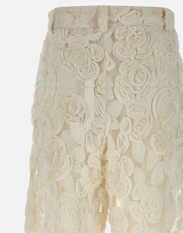 Pantalone "Floral Embroidery" RP16553 CREAM NISSA 