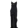 Abito lungo in raso con schiena scoperta RRS16676 BLACK NISSA 