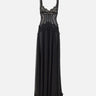 Abito da sera con inserti in pizzo e paillettes RS16294 BLACK NISSA 