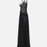 Abito da sera con inserti in pizzo e paillettes RS16294 BLACK NISSA 