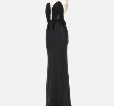 Abito lungo con frange RS16302 BLACK NISSA 