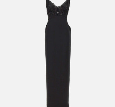 Abito lungo con inserti in pizzo RS16361 BLACK NISSA 