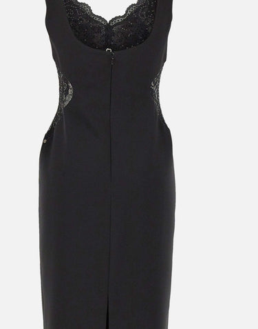 Abito lungo con inserti in pizzo RS16361 BLACK NISSA 
