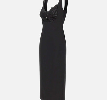 Abito midi con inserti in pizzo RS16470A BLACK NISSA 