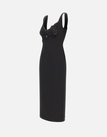 Abito midi con inserti in pizzo RS16470A BLACK NISSA 