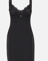 Abito midi con inserti in pizzo RS16470A BLACK NISSA 