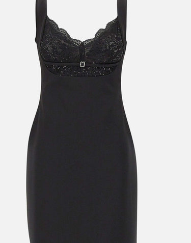 Abito midi con inserti in pizzo RS16470A BLACK NISSA 