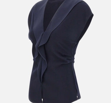 Top in crêpe con volant TOP1358 NAVY NISSA 