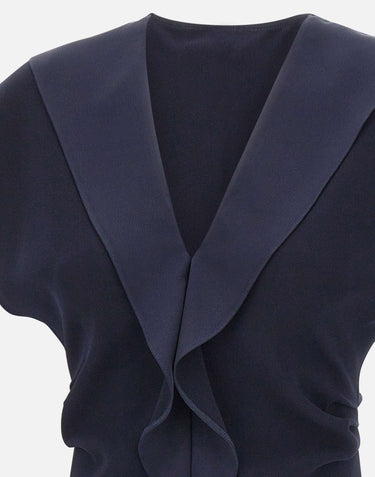 Top in crêpe con volant TOP1358 NAVY NISSA 