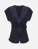 Top in crêpe con volant TOP1358 NAVY NISSA 