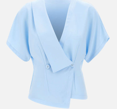 NISSA Top in crêpe con scollo a V Light Blue Donna 