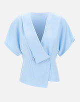 NISSA Top in crêpe con scollo a V Light Blue Donna 