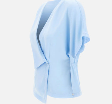 NISSA Top in crêpe con scollo a V Light Blue Donna 