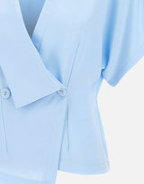 NISSA Top in crêpe con scollo a V Light Blue Donna 