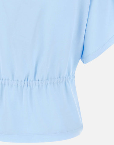NISSA Top in crêpe con scollo a V Light Blue Donna 