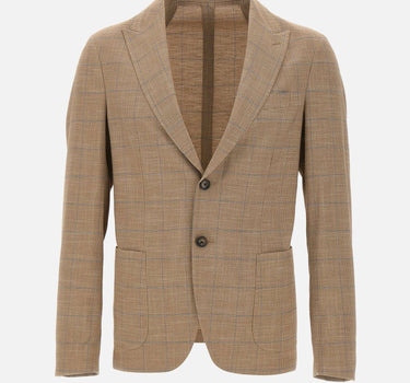 PAL ZILERI Blazer in misto viscosa e lino BROWN Uomo 