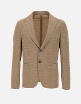 PAL ZILERI Blazer in misto viscosa e lino BROWN Uomo 