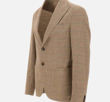 PAL ZILERI Blazer in misto viscosa e lino BROWN Uomo 