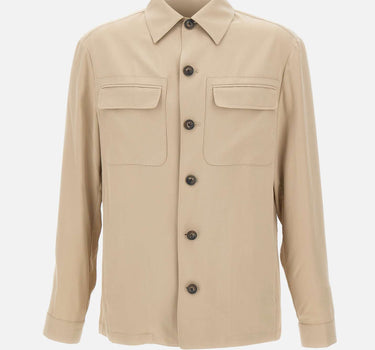 PAL ZILERI Giacca overshirt in lyocell BEIGE Uomo 