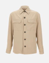 PAL ZILERI Giacca overshirt in lyocell BEIGE Uomo 