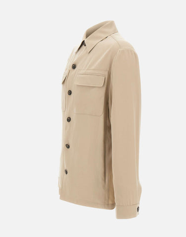 PAL ZILERI Giacca overshirt in lyocell BEIGE Uomo 