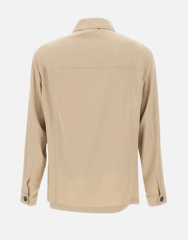 PAL ZILERI Giacca overshirt in lyocell BEIGE Uomo 