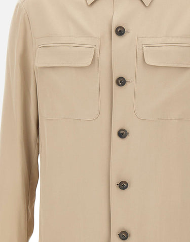 PAL ZILERI Giacca overshirt in lyocell BEIGE Uomo 