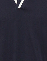 PAOLO PECORA Polo con collo aperto e rifiniture a contrasto BLUE Uomo 