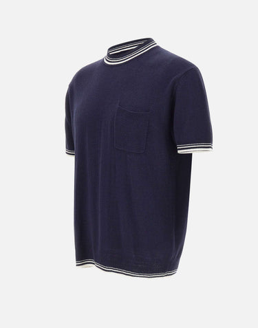 PAOLO PECORA Maglia in seta a maniche corte BLUE Uomo 