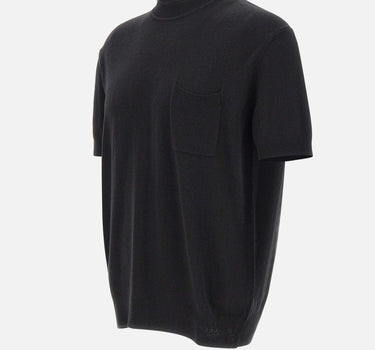 PAOLO PECORA Maglia in seta a maniche corte BLACK Uomo 