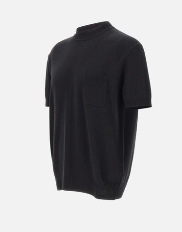 PAOLO PECORA Maglia in seta a maniche corte BLACK Uomo 
