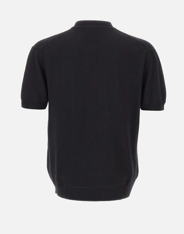 PAOLO PECORA Maglia in seta a maniche corte BLACK Uomo 