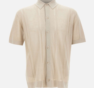 PAOLO PECORA Camicia in maglia di misto seta BEIGE Uomo 