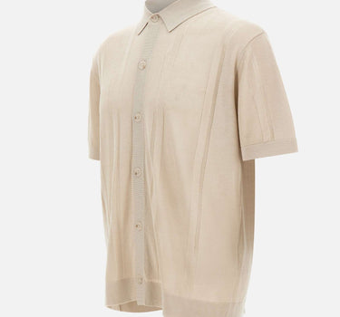 PAOLO PECORA Camicia in maglia di misto seta BEIGE Uomo 