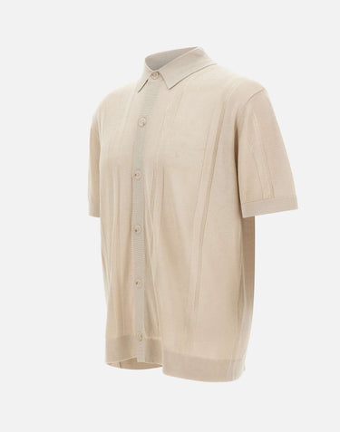PAOLO PECORA Camicia in maglia di misto seta BEIGE Uomo 