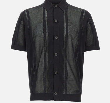 PAOLO PECORA Camicia in maglia di misto seta BLACK Uomo 